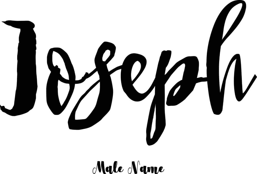Joseph jewish Male Name Bold Cursive Calligraphy Typeface Text