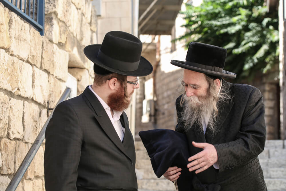 Erlau Rebbe (Grand Rabbi) Walks Through the Old City of Safed/Tzfat With Hasidim (Followers)