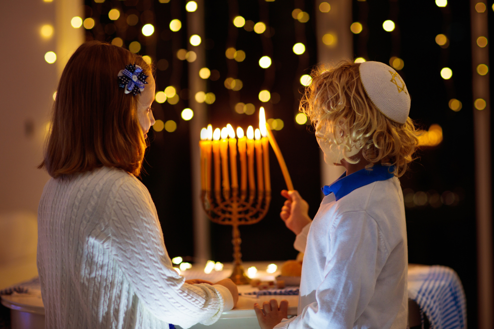 Kids Celebrating Hanukkah